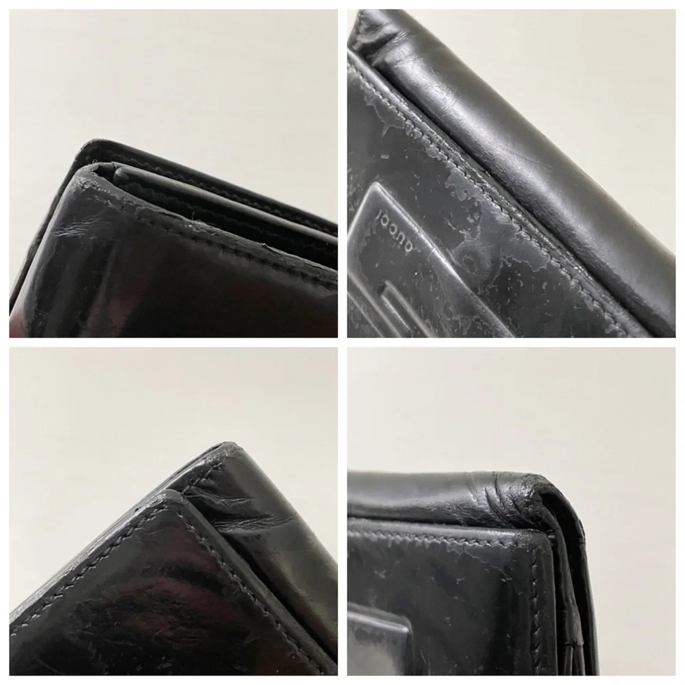 Gucci black distressed leather G logo Tom Ford era compact wallet - Picture 3 of 10